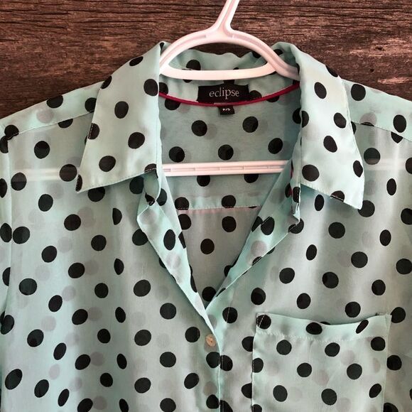 ECLIPSE size small sheer polka dot blouse - Picture 2 of 4